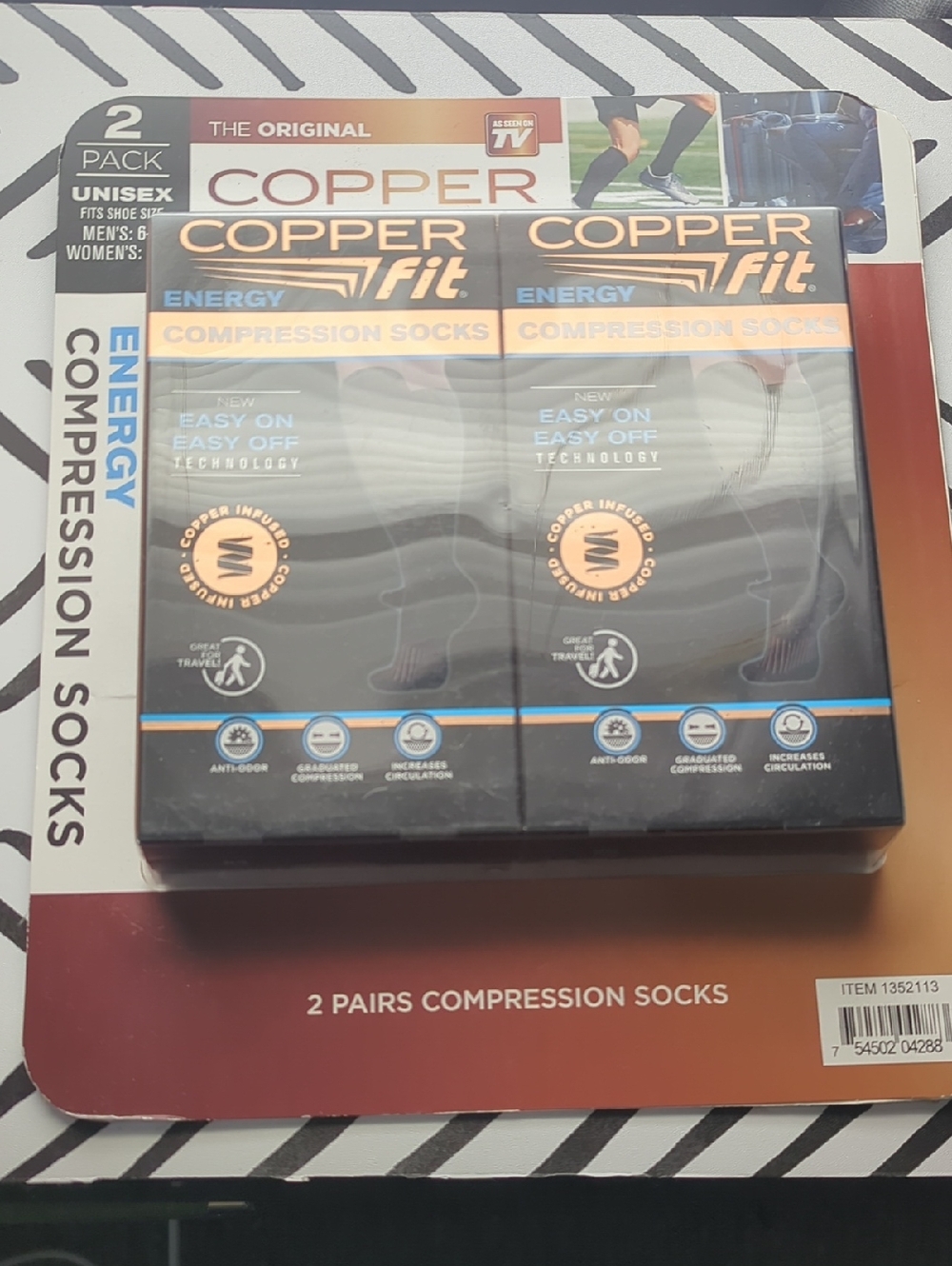 Energy Compression Socks for Men - Black (2 Pack)